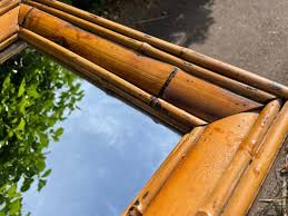 Brown Rattan Bamboo Mirror Italy