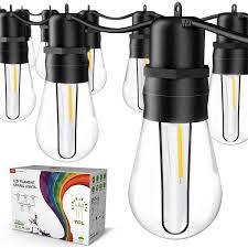 Outdoor 96 Ft Plug In Edison Bulbs Led String Lights With S14 30 Plus 4 Spare Patio Shatterproof Bulbs Etl Listed Ip65