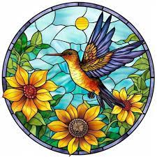 A Round Stained Glass Window With A