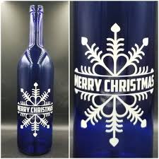 Sandblasted Wine Bottle Merry