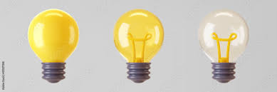 3d Yellow Light Bulb Icon Set Isolated