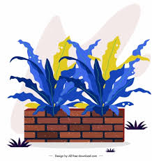 Decorative Plant Icon Brick Pottery