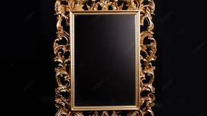 An Ornate Golden Mirror On A Black