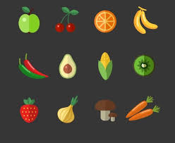 Fruits And Vegetables Flat Icons