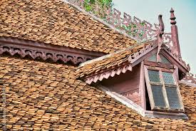 Old Traditional Thai Style Tiled Roof