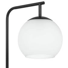 Black Floor Lamp With Milk Glass Shade