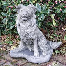 Collie Puppy Dog Stone Garden Ornament