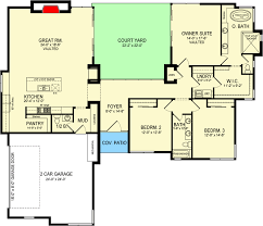 One Level Mid Century Modern House Plan