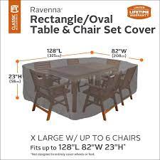 Classic Accessories Ravenna Rectangular Oval Patio Table Chair Set Cover