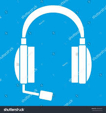 White Headphones Icon On Blue Background
