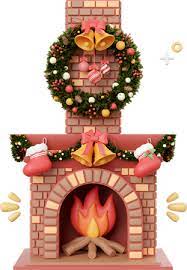 Fireplace With Decorations 3d