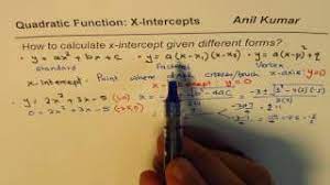 X Intercepts From Quadratic Equations