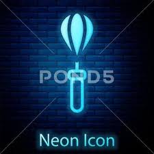 Glowing Neon Kitchen Whisk Icon