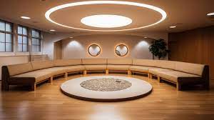 Circular Seating Area With A Round Rug