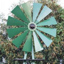 8 Ft Green Steel Classic Decorative Windmill