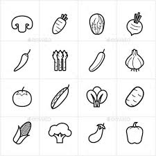Flat Line Icons Vegetables Icons Vector