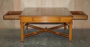 Burr Yew Wood Two Drawer Coffee Table