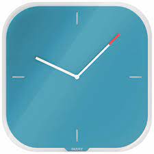 Leitz Cosy Silent Glass Wall Clock Blue