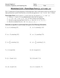 Worksheet 2 2 6 Point Slope Form