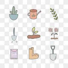 Cute Icon Gardening And Sticker For