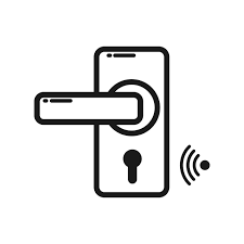 Door Lock Icon With Key Card Or Wifi