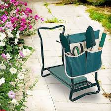Folding Garden Kneeler Seat Portable Bench Stool With Soft Kneeling Foam Pad And Tool Pouch For Gardening Fishing