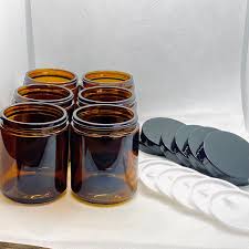 8 Oz 250ml Amber Glass Jars With Black