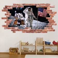 Red Brick 3d Hole In The Wall Sticker