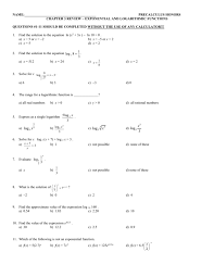 Exponential Logarithmic Functions Review