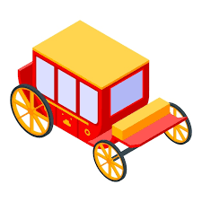 Red Gold Carriage Icon Isometric Of Red