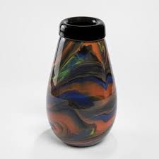 Coloured Marbled Murano Glass Vase By