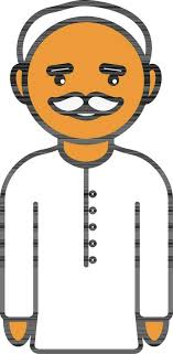Indian Man Icon In Orange And White