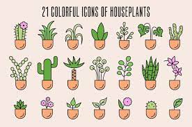 House Plants Icon Set Decorative Flower