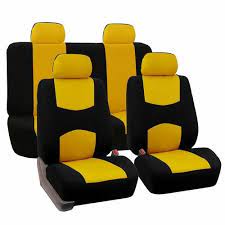 Black Yellow Leather Car Seat Cover