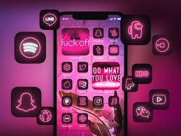 500 Pink Neon Ios App Icon Pack Shining