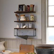 Brown Floating Shelves Wall Mounted 3 Set