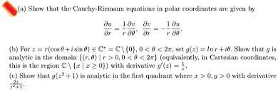 Show That The Cauchy Riemann Equations