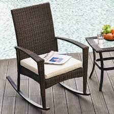 Rattan Rocking Chair Brown Wicker Metal