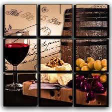 Big 9 Piece Red Wine Glass Wall Art