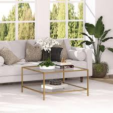 Sivil Square 32 Wide Coffee Table In Brass