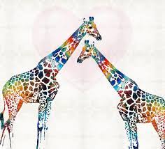 Colorful Giraffe Art Print From