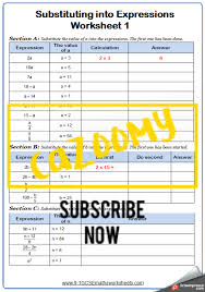 Substitution Worksheets Practice