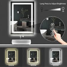 Inster Luminous 36 In W X 24 In H Rectangular Frameless Led Mirror Dimmable Defog Wall Mounted Bathroom Vanity Mirror Silver