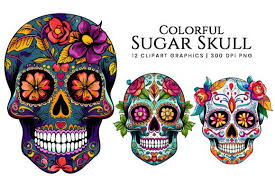 Colorful Sugar Skull Clipart Bundle