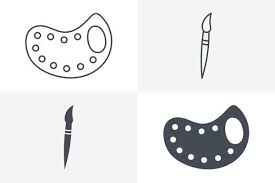 Drawing Icon Set Vector Color Plate