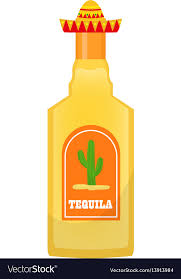 Tequila Bottle Icon Flat Cartoon Style