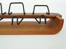 Rare Curved Wood Coat Rack With 8
