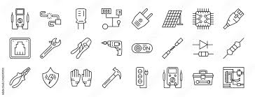 Outline Web Electrician Tools Icons