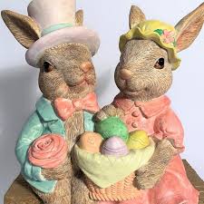 Magnesium Rabbit Couple Garden Statue