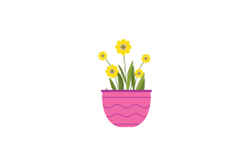 Spring Pink Flower Pot Vector Icon